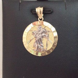 10k Real GOLD MEDALLION PENDANT SAINT CHRISTOPHER pray 3.3gr